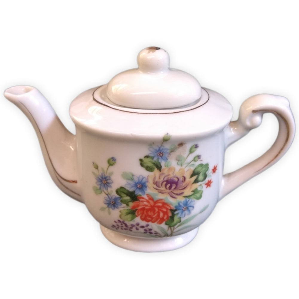 💫 Tiny Ceramic Ornate Floral Japan TeaPot